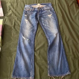 Flare ripped lucky, jeans, low rise